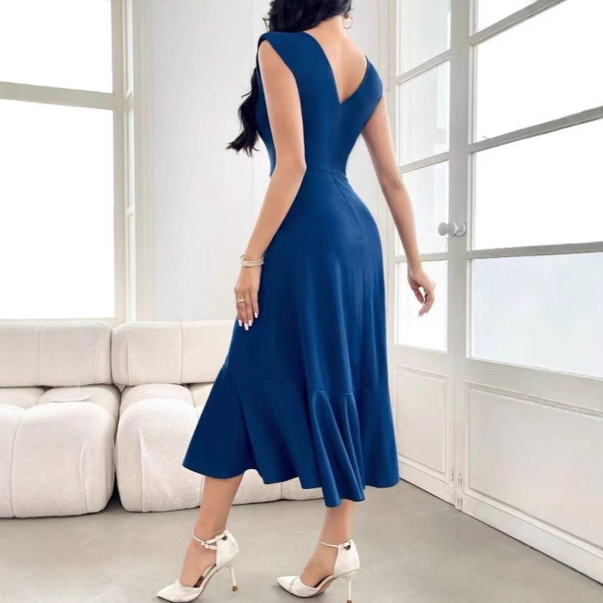 Womens Solid-Color Crew-Neck Sleeveless