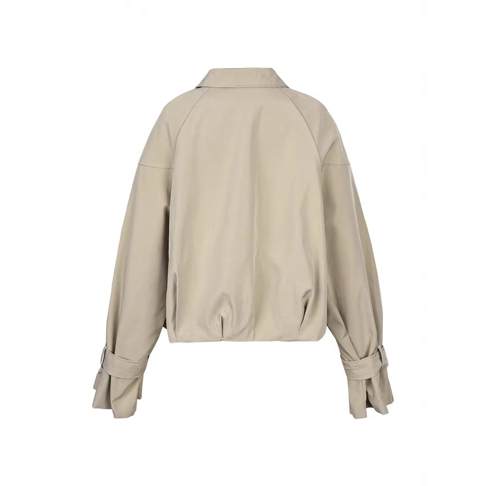 Stylish Relaxed-fit Solid-color Short Blazer With Aar