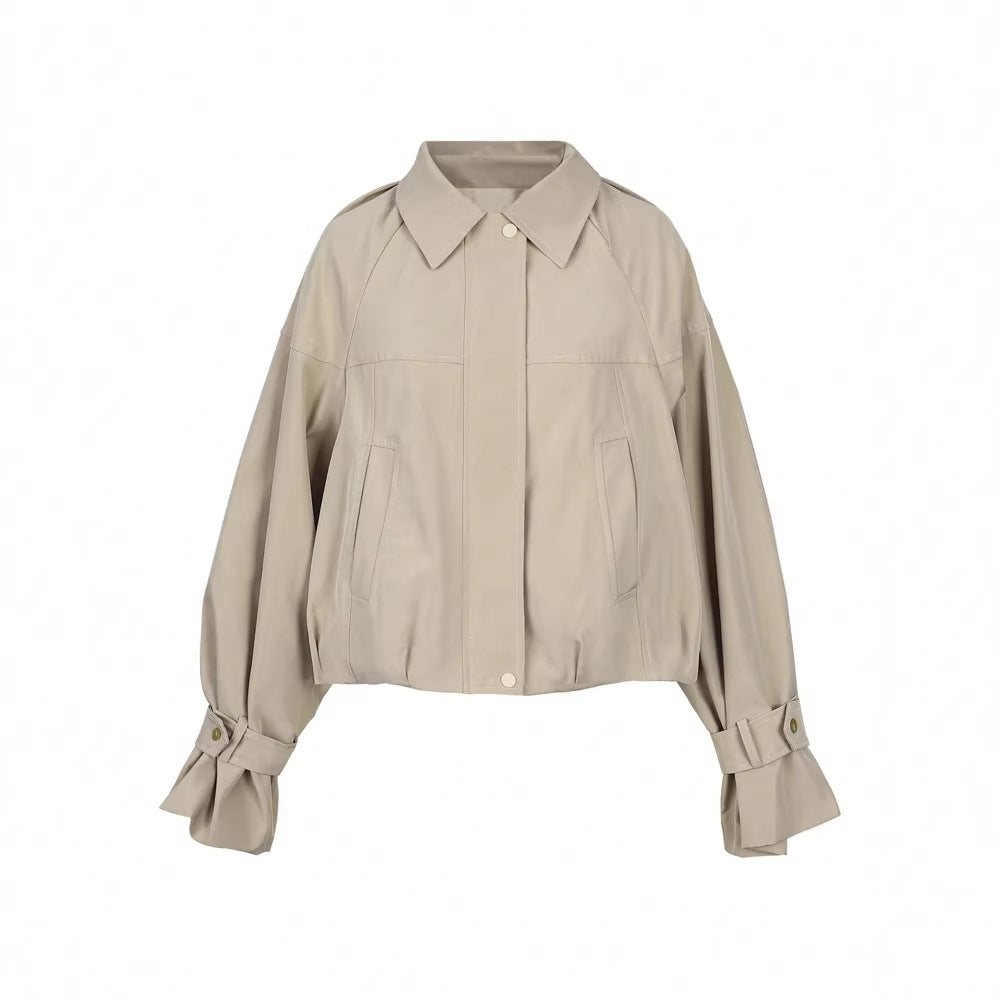 Stylish Relaxed-fit Solid-color Short Blazer With Aar